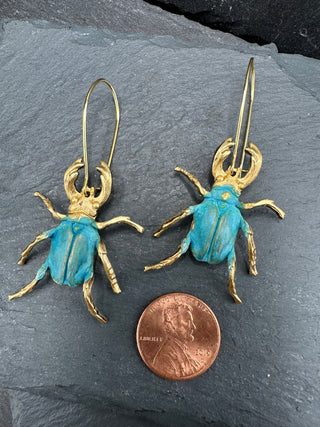 Verdigris Beetle Earrings