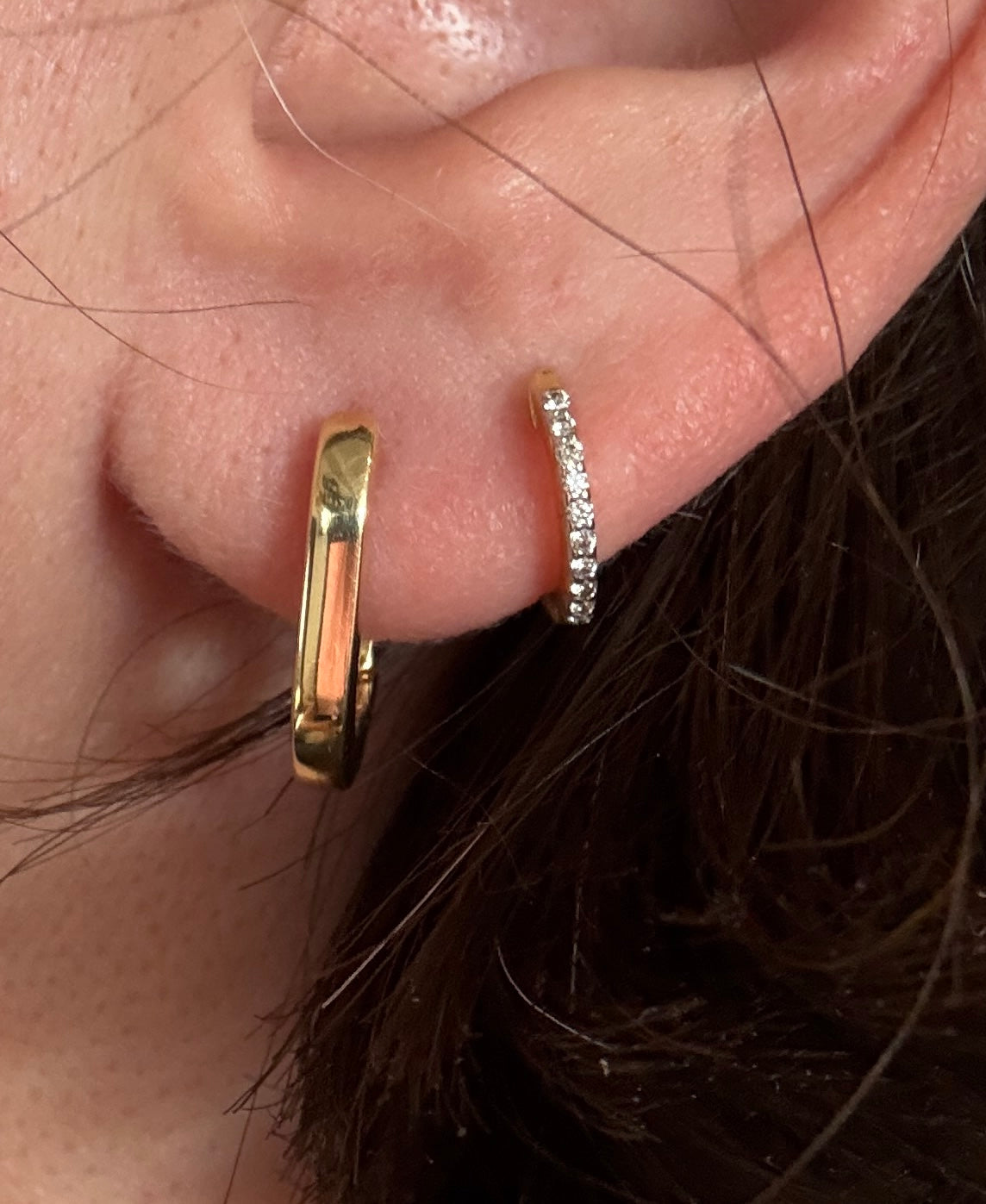 Oval Gold Huggie Hoops