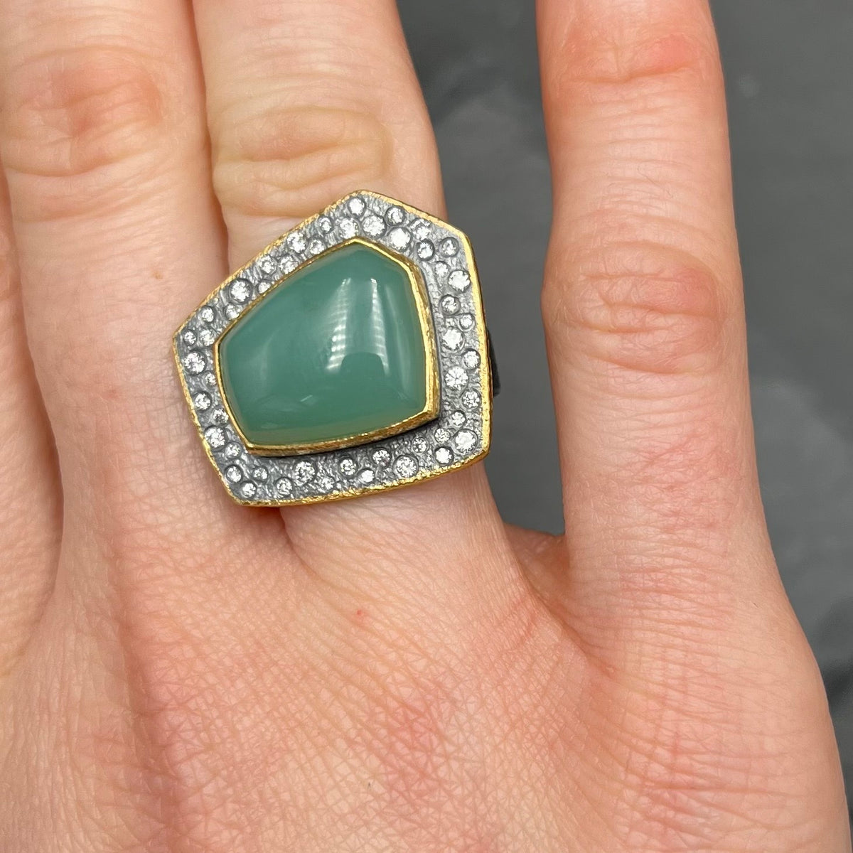 Chrysoprase and Diamond Cocktail Ring