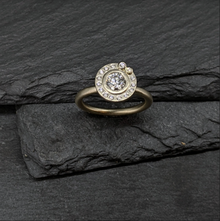 Satellite Ring - White gold modern halo engagement ring