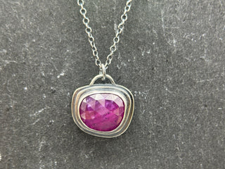 Layered Window Charm Necklace- Pink Sapphire