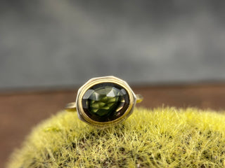 Watermelon Tourmaline Mixed Metal Edge Ring