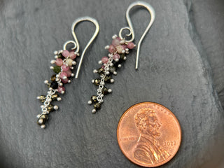 Wisteria Earrings With Tourmaline and Pyrite- SS