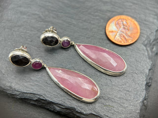 Shades of Pink & Chocolate Sapphire Earrings