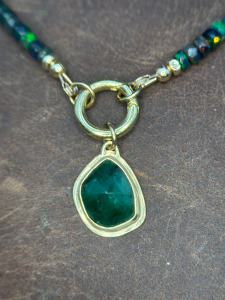 Benthic Talisman- Emerald and Black Opal Convertible Necklace