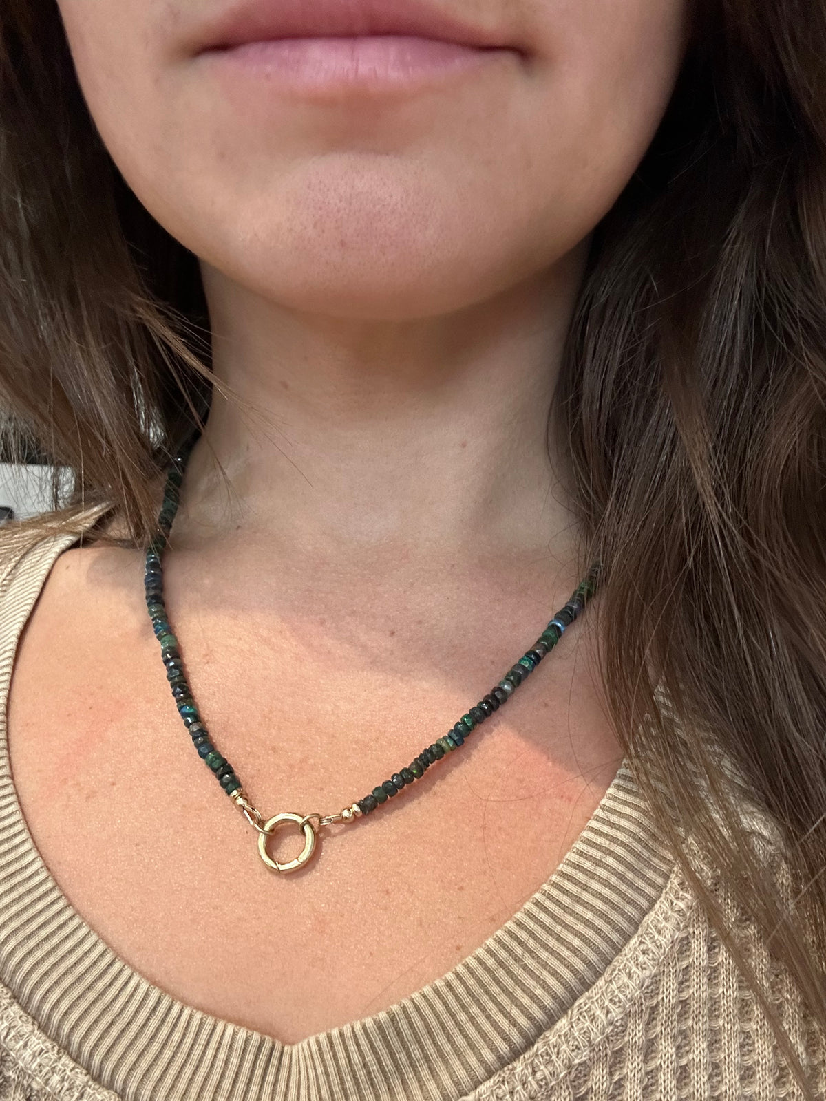 Benthic Talisman- Emerald and Black Opal Convertible Necklace