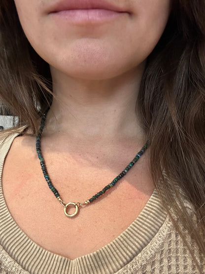Benthic Talisman- Emerald and Black Opal Convertible Necklace