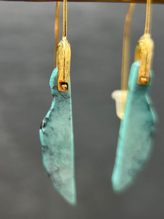 Turquoise Slice Bridle Bit Earrings