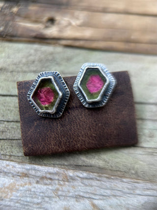 Watermelon Tourmaline Post Earrings