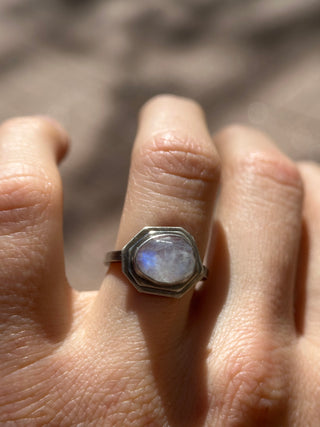 Rose Cut Moonstone Double Edge Ring
