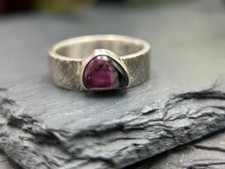 Textured Watermelon Tourmaline Wide Band