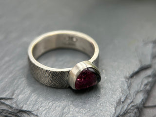 Textured Watermelon Tourmaline Wide Band