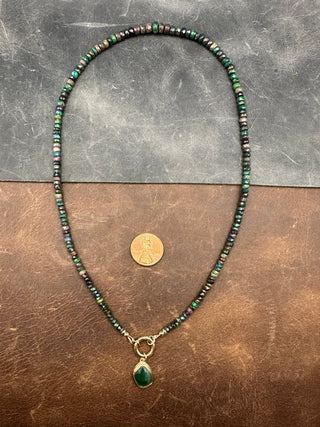 Benthic Talisman- Emerald and Black Opal Convertible Necklace