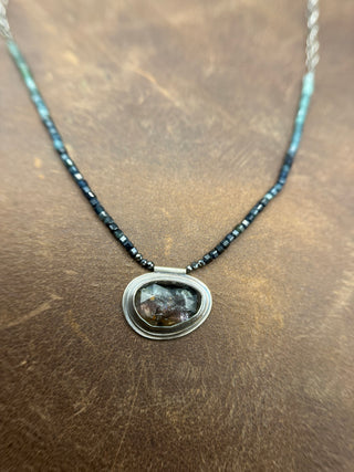 Beaded Watermelon Tourmaline Orbit Necklace