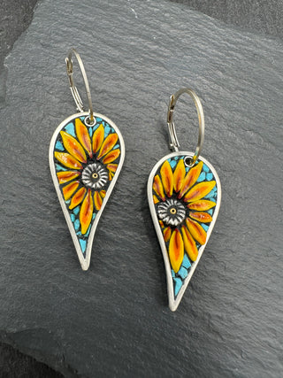 Sunflowers Micro Mosaic Earrings