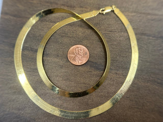 Flat Herringbone Gold Chain Necklace
