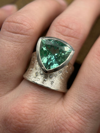 Trillion Green Sapphire Ring