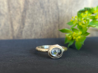 Gold Salt & Pepper Diamond Edge Ring