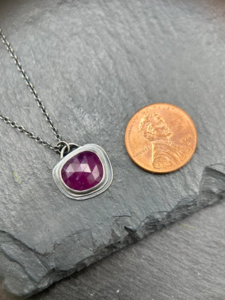 Layered Window Charm Necklace- Pink Sapphire