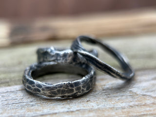 Organic Textured Silver Ring- Narrow