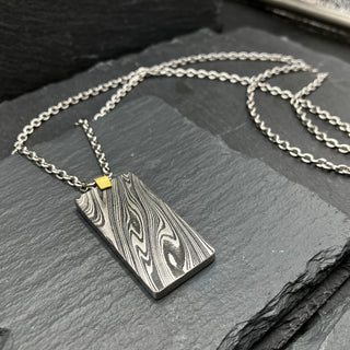 Damascus Steel Dog Tag Necklace