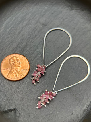 Pink Tourmaline Tear Hoops  - XS - SS