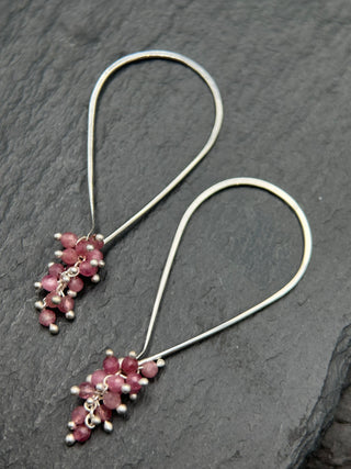 Pink Tourmaline Tear Hoops  - XS - SS