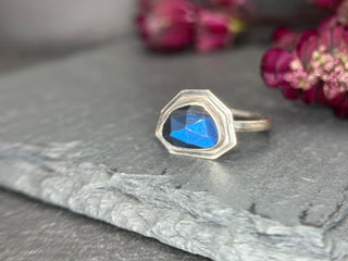 Rose Cut Labradorite Double Edge Ring