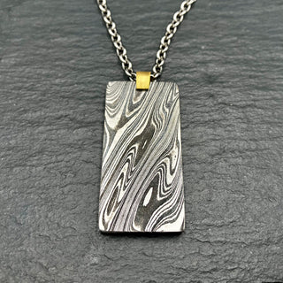 Damascus Steel Dog Tag Necklace
