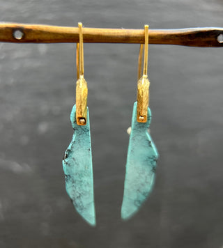 Turquoise Slice Bridle Bit Earrings