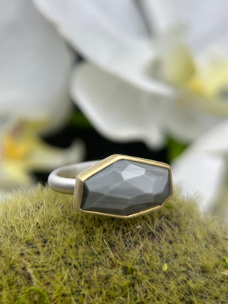 Geometric Gray Quartz Ring