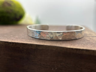 Wide Ball Peen Hammered Cuff