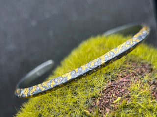 Knife Edge Oxidized Silver Cuff with Keum Boo and Diamonds