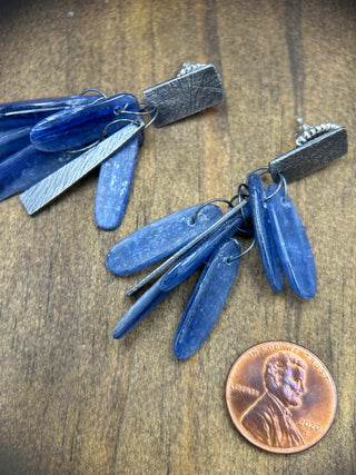 Kyanite Carved Cluster Earrings