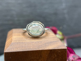 Moss Agate Edge Ring