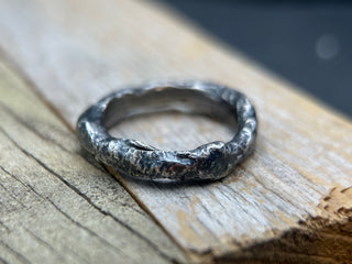 Organic Textured Silver Rings- Medium Width