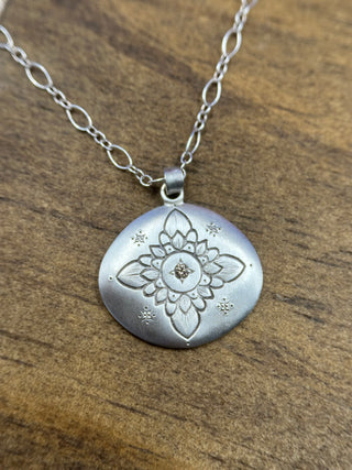 Lotus Cushion Pendant with Champagne Diamond