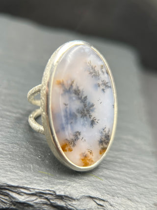 Double Shank Dendritic Agate Ring