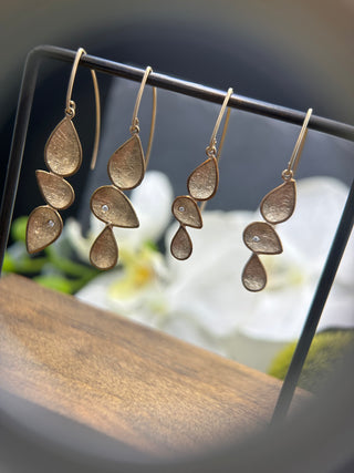 Triple Teardrop Dangle Earrings with Diamonds