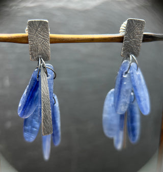 Kyanite Carved Cluster Earrings