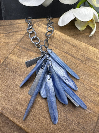 Kyanite Carved Cluster Necklace