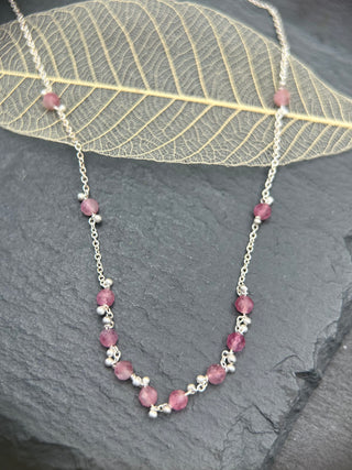 Little Rondelle Necklace -  Pink Tourmaline- SS