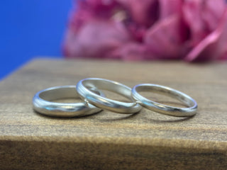 Simple Silver Half-Round Bands