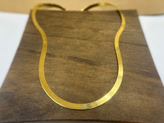 Flat Herringbone Gold Chain Necklace