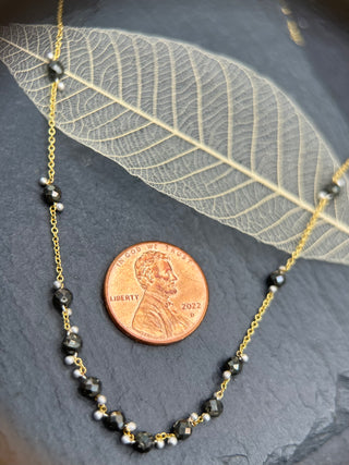 Little Rondelle Necklace -  Pyrite- GF