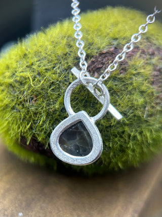 Rose Cut Black Sapphire Pear Toggle Necklace