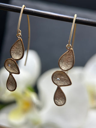 Triple Teardrop Dangle Earrings with Diamonds