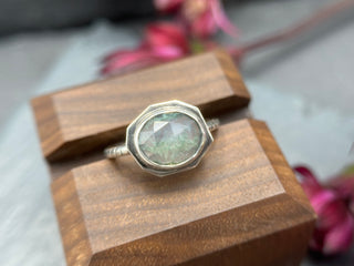 Moss Agate Edge Ring
