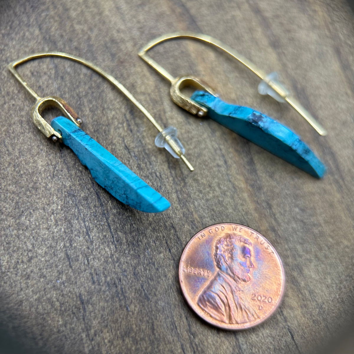 Turquoise Slice Bridle Bit Earrings
