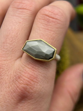 Geometric Gray Quartz Ring